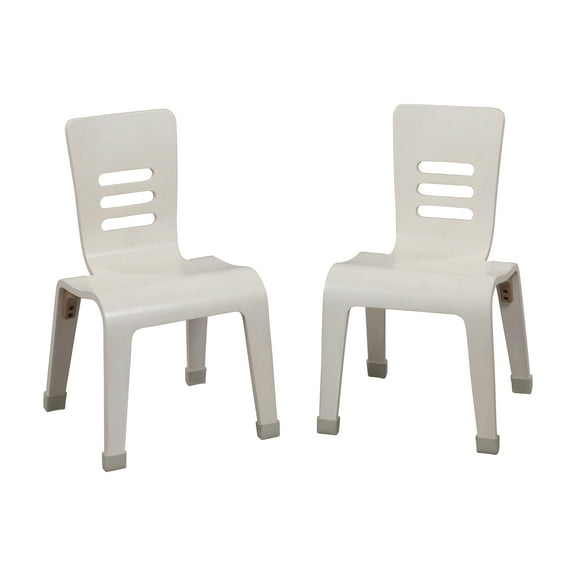 ECR4Kids StackableBentwood Chair, 14in Seat Height, Montessori Furniture, White Wash, 2-Pack