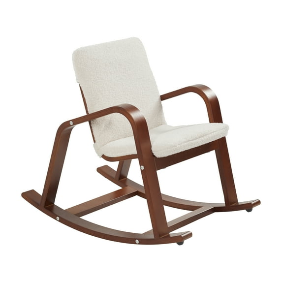 ECR4Kids Bentwood Reading Rocking Chair with Armrests and Cushion, Montessori Furniture, Dark Walnut