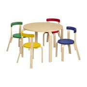 ECR4Kids Bentwood Table and Curved Back Chair Set, Kids Furniture, Assorted, 5-Piece