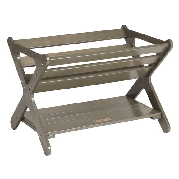ECR4Kids Wooden Book Caddy with Lower Storage Shelf, Children's Furniture, Grey Wash