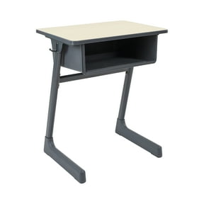 ECR4Kids Cave Open Front Desk with Plastic Book Box, Maple/Black, 1