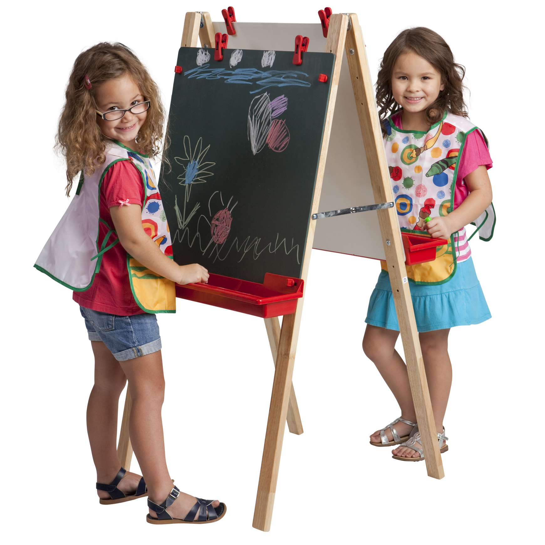 ECR4Kids Chalkboard and DryErase Board Adjustable Art Easel with Paint