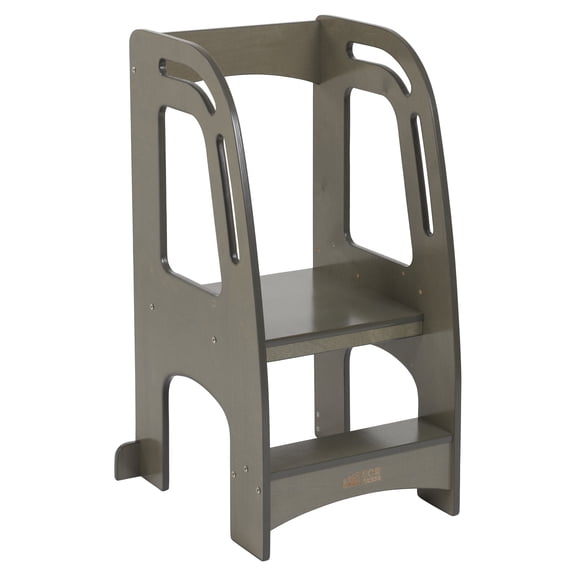 ECR4Kids Chef's Helper Kitchen Step Stool Tower with Handles, Childrens Furniture, Grey Wash