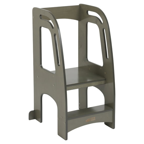 ECR4Kids Chef's Helper Kitchen Step Stool Tower with Handles, Childrens Furniture, Grey Wash