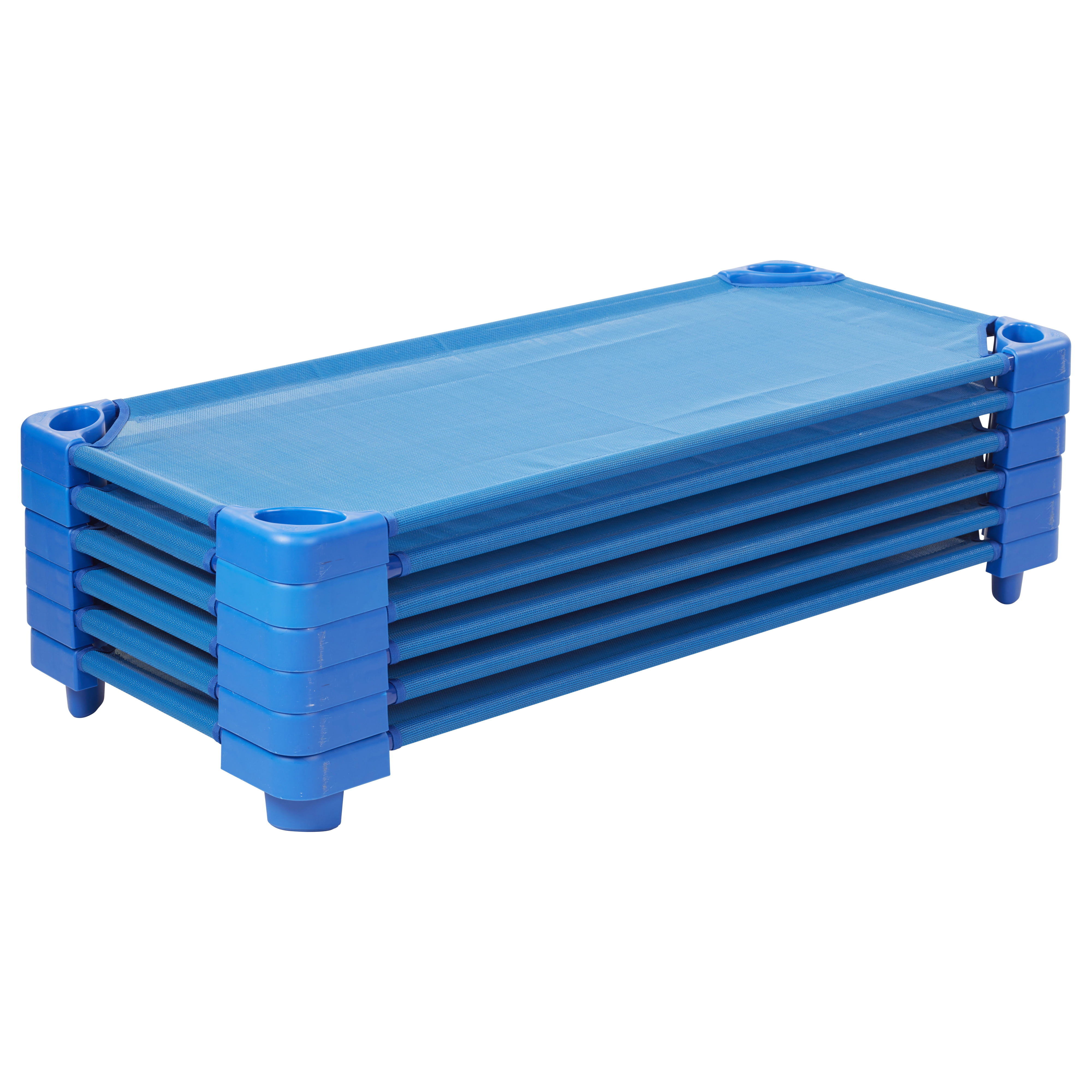 ECR4Kids Children s Naptime Cot Stackable Heavy Duty Cot Bed Ready to Assemble 6 Pack Blue