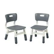 ECR4Kids Classroom Adjustable Height Plastic Chairs, Flexible Seating, Grey, 2-Pack