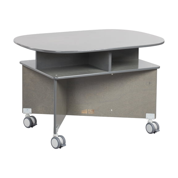 ECR4Kids Mobile Collaboration Table with Storage, Multipurpose Furniture, Grey Wash