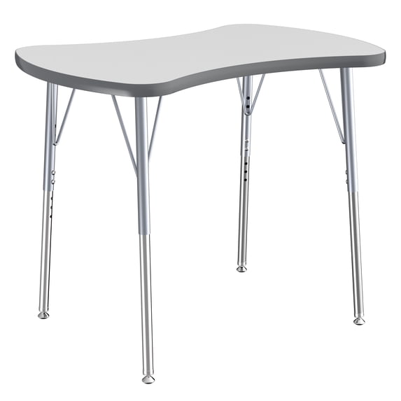 ECR4Kids Collaborative Bowtie Contour Thermo-Fused Adjustable Activity Table Grey/Grey/Silver - Standard Swivel