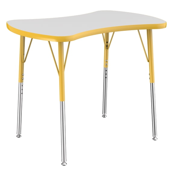 ECR4Kids Collaborative Bowtie Premium Thermo-Fused Adjustable Activity Table Grey/Yellow/Yellow - Standard Swivel