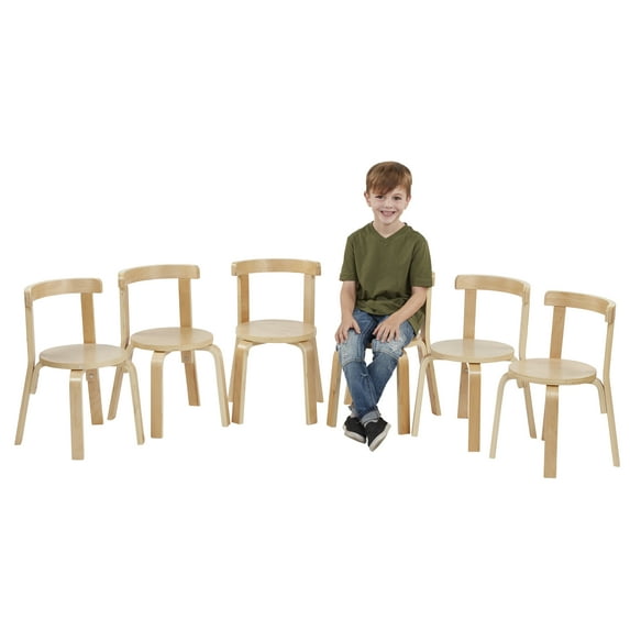 ECR4Kids Curved Back Chair, Sturdy Wood Stools for Kids and Toddlers, 6-pack