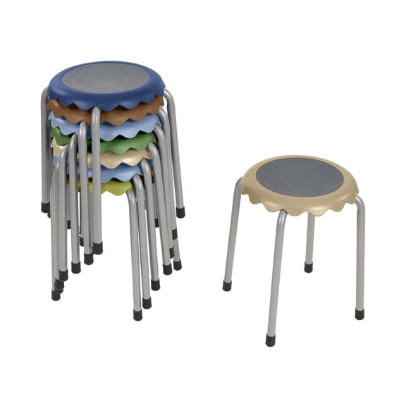 ECR4Kids Daisy Stackable Stool with Glides Seating Set, Flexible Seating, Earthtone, 8-Piece