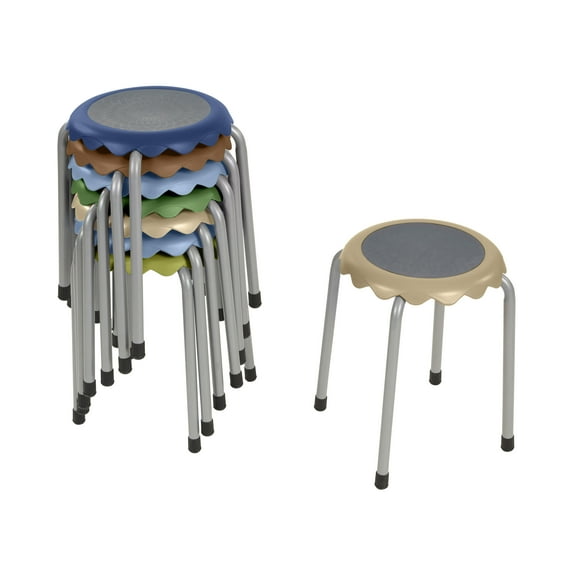 ECR4Kids Daisy Stackable Stool with Glides Seating Set, Flexible Seating, Earthtone, 8-Piece