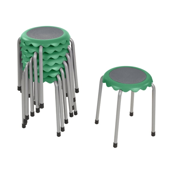 ECR4Kids Daisy Stackable Stool with Glides Seating Set, Flexible Seating, Emerald, 8-Piece