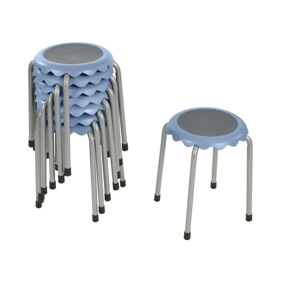 ECR4Kids Daisy Stackable Stool with Glides Seating Set, Flexible Seating, Powder Blue, 8-Piece