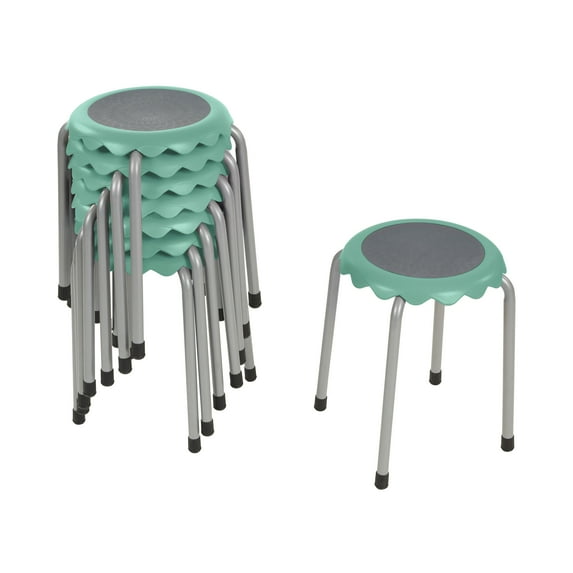 ECR4Kids Daisy Stackable Stool with Glides Seating Set, Flexible Seating, Seafoam, 8-Piece