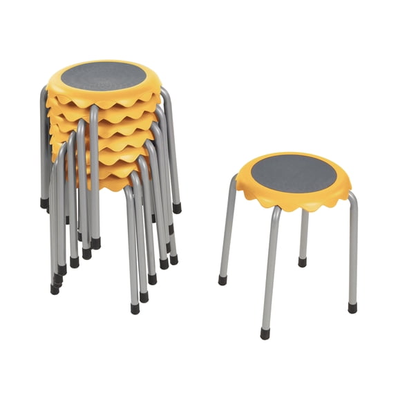 ECR4Kids Daisy Stackable Stool with Glides Seating Set, Flexible Seating, Yellow, 8-Piece