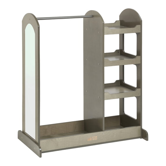 ECR4Kids Dress-Up Center with Mirror Costume Organizer, Montessori Furniture, Grey Wash