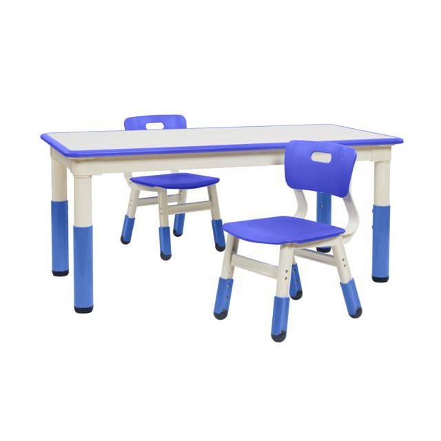 ECR4Kids DryErase Rectangular Activity Table with 2 Chairs, Adjustable