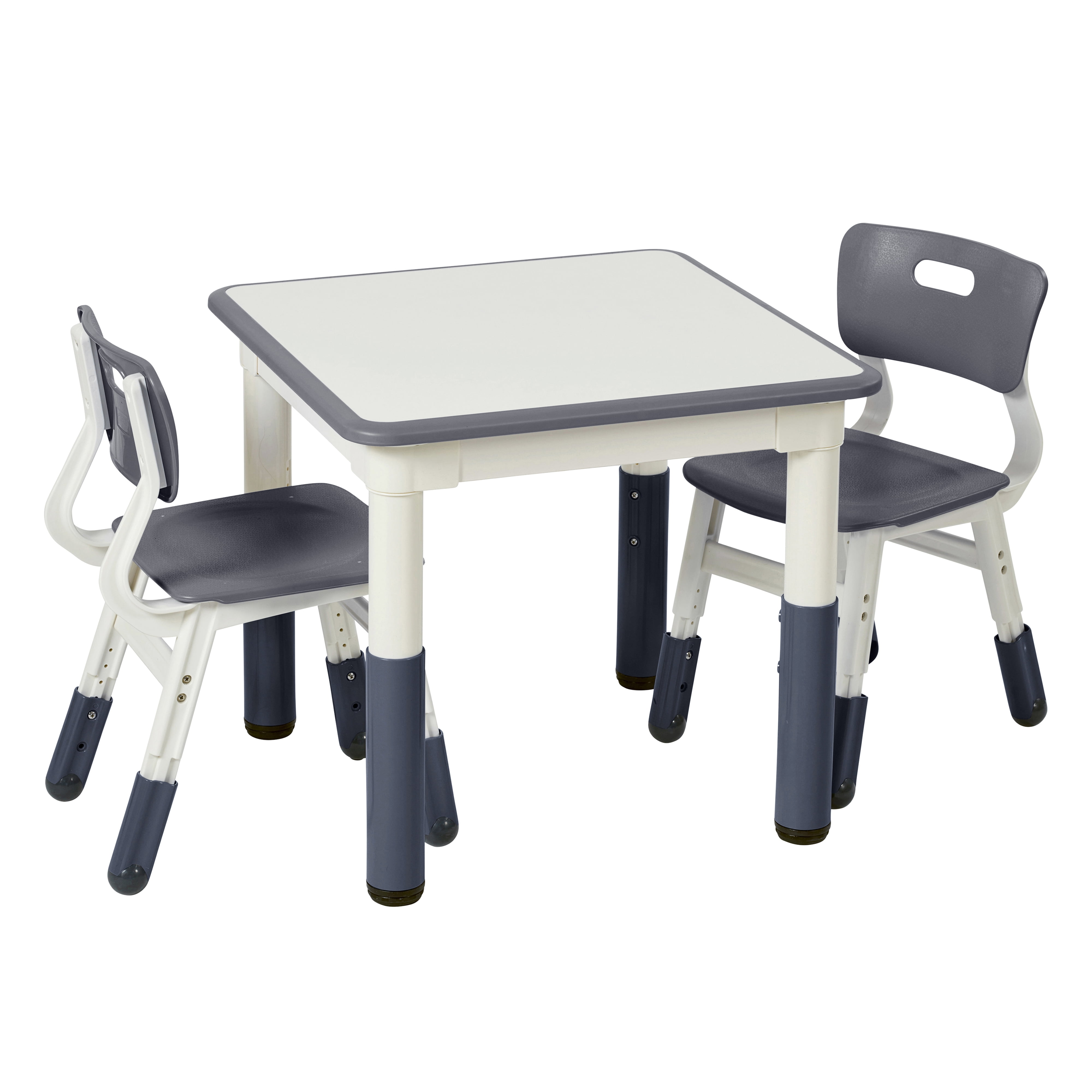 ECR4Kids DryErase Square Activity Table with 2 Chairs, Adjustable