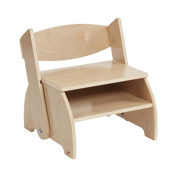 ECR4Kids Multipurpose Flip-Flop Step Stool and Chair, Childrens Furniture, Natural