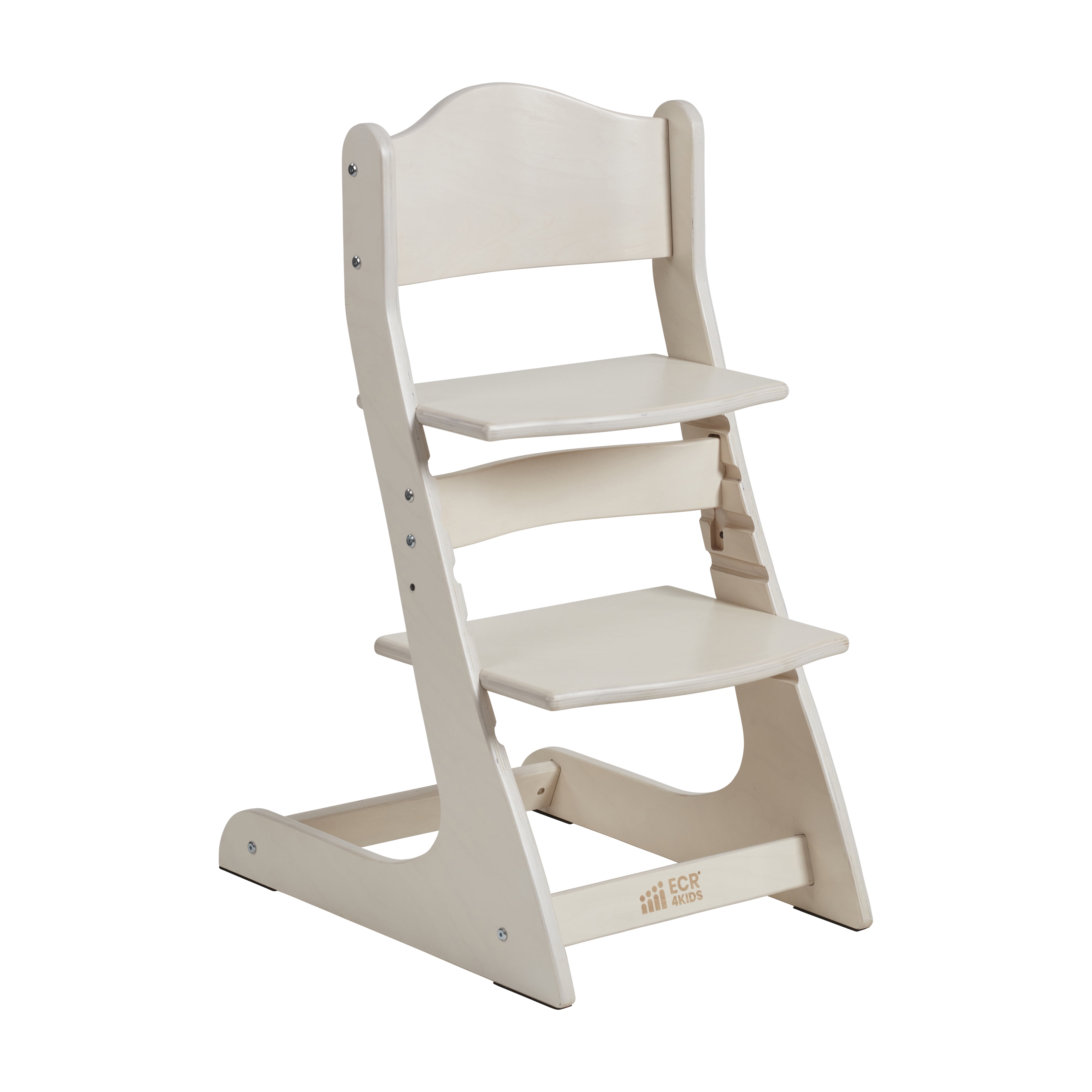 ECR4Kids Wooden Adjustable Grows with Me Transitional Chair, Montessori Furniture, White Wash