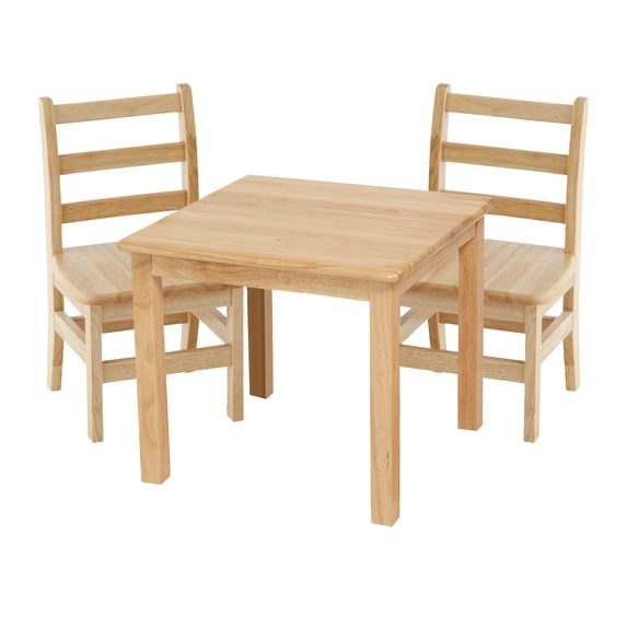 ECR4Kids Hardwood Table & Chair Set, 24" Square x 22" H, 12" Chairs (3-Pc)