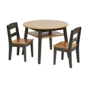 ECR4Kids Hideaway Storage Table and Chairs, Kids Furniture, Honey/Grey Wash, 3-Piece