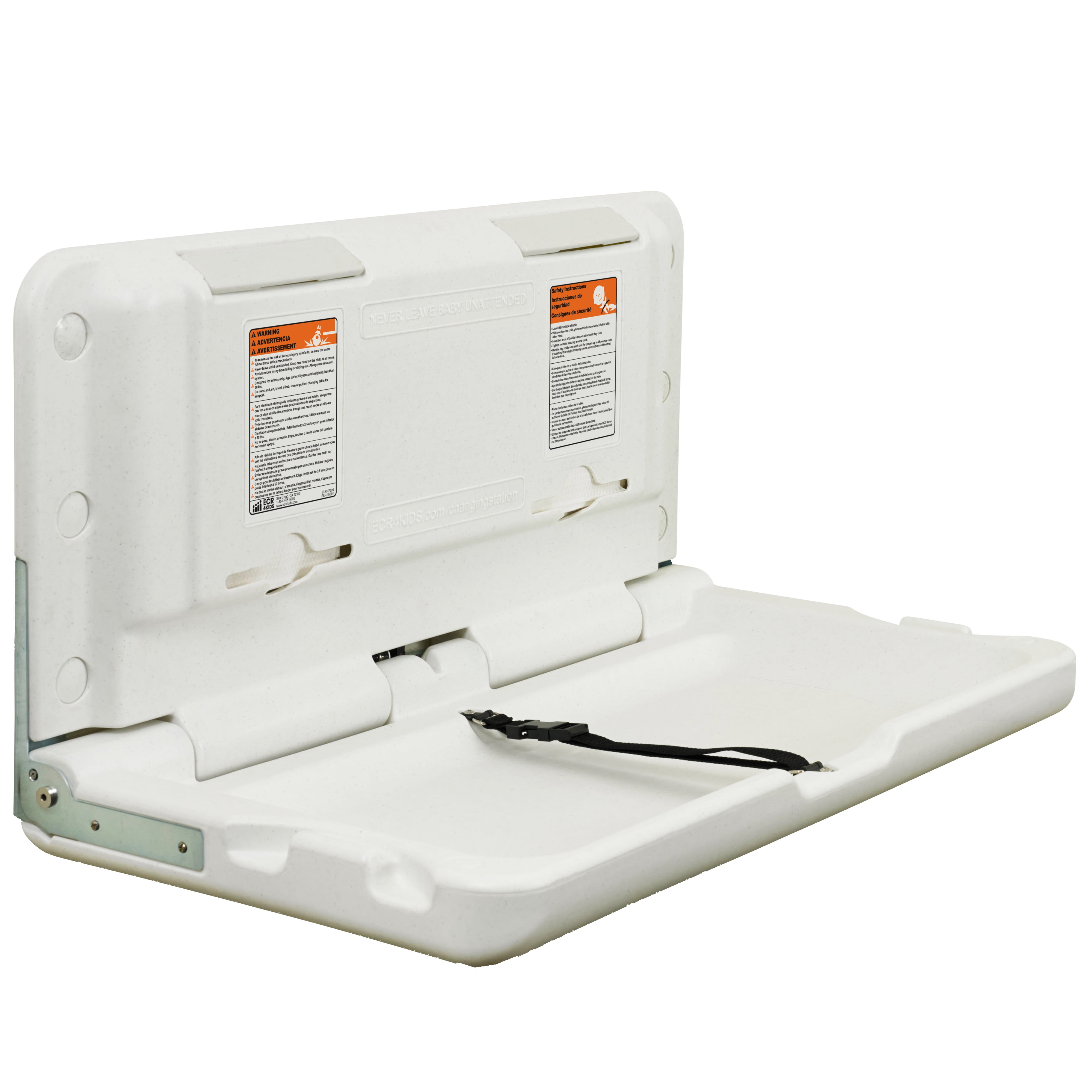 ECR4Kids Horizontal Wall-Mounted Diaper Changing Station, Baby Changer, White Granite
