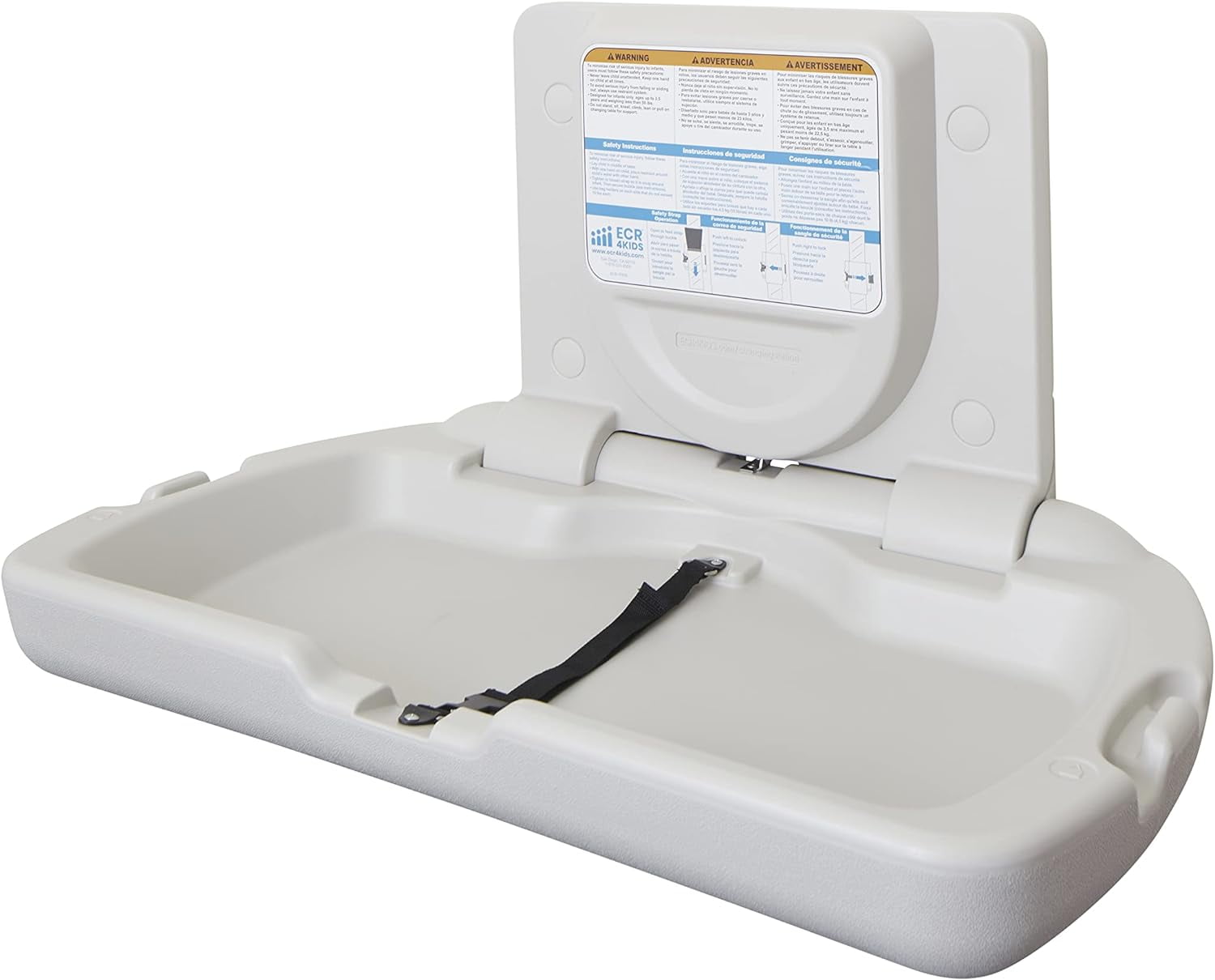 ECR4Kids Horizontal WallMounted Changing Station with Slim Back, Baby Changer, White Granite