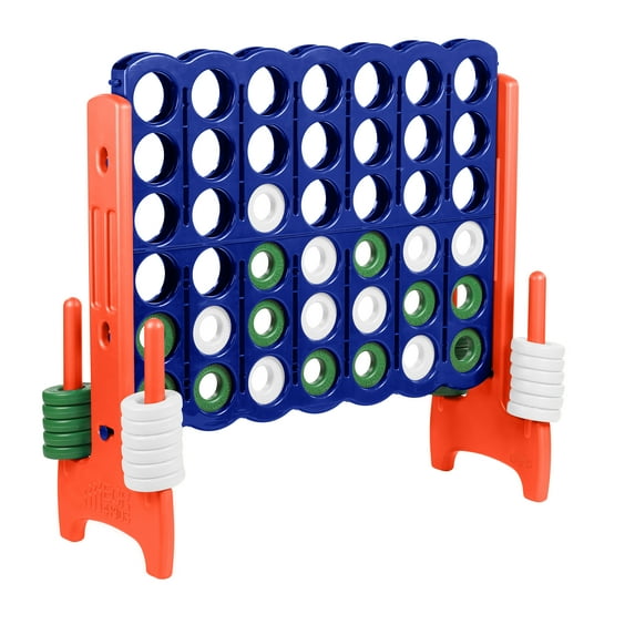 ECR4Kids Jumbo 4-To-Score Giant Game with 42 Rings and Reset Sliders, Outdoor Games, Blue/Orange