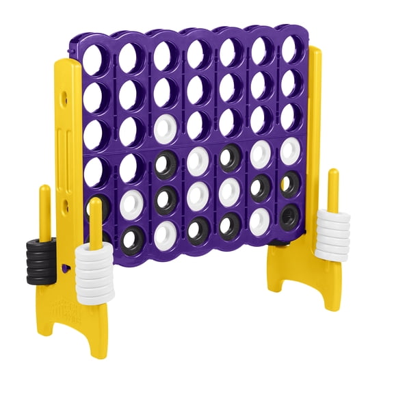 ECR4Kids Jumbo 4-To-Score Giant Game with 42 Rings and Reset Sliders, Outdoor Games, Purple/Gold