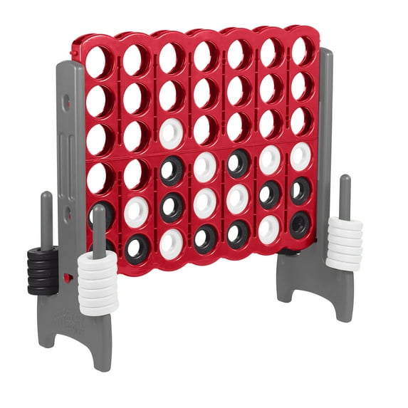 ECR4Kids Jumbo 4-To-Score Giant Game with 42 Rings and Reset Sliders, Outdoor Games, Red/Grey