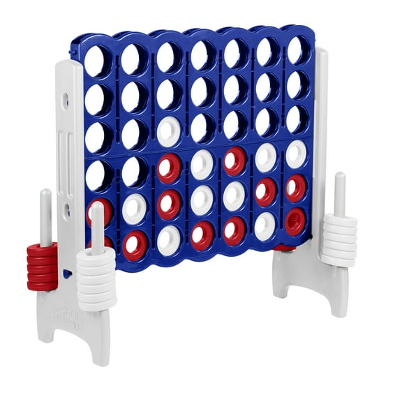 ECR4Kids Jumbo 4-To-Score Giant Game with 42 Rings and Reset Sliders, Outdoor Games, Red/White/Blue