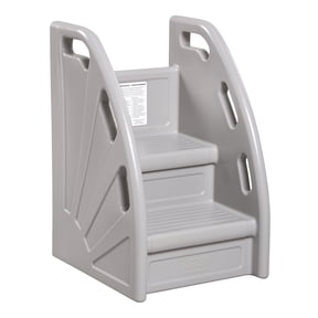 ECR4Kids Kiddie Climb Plastic Step Stool with Handles, 2-Step, Children's Furniture, Grey