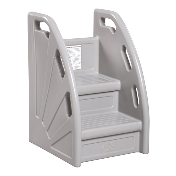 ECR4Kids Kiddie Climb Plastic Step Stool with Handles, 2-Step, Childrens Furniture, Grey
