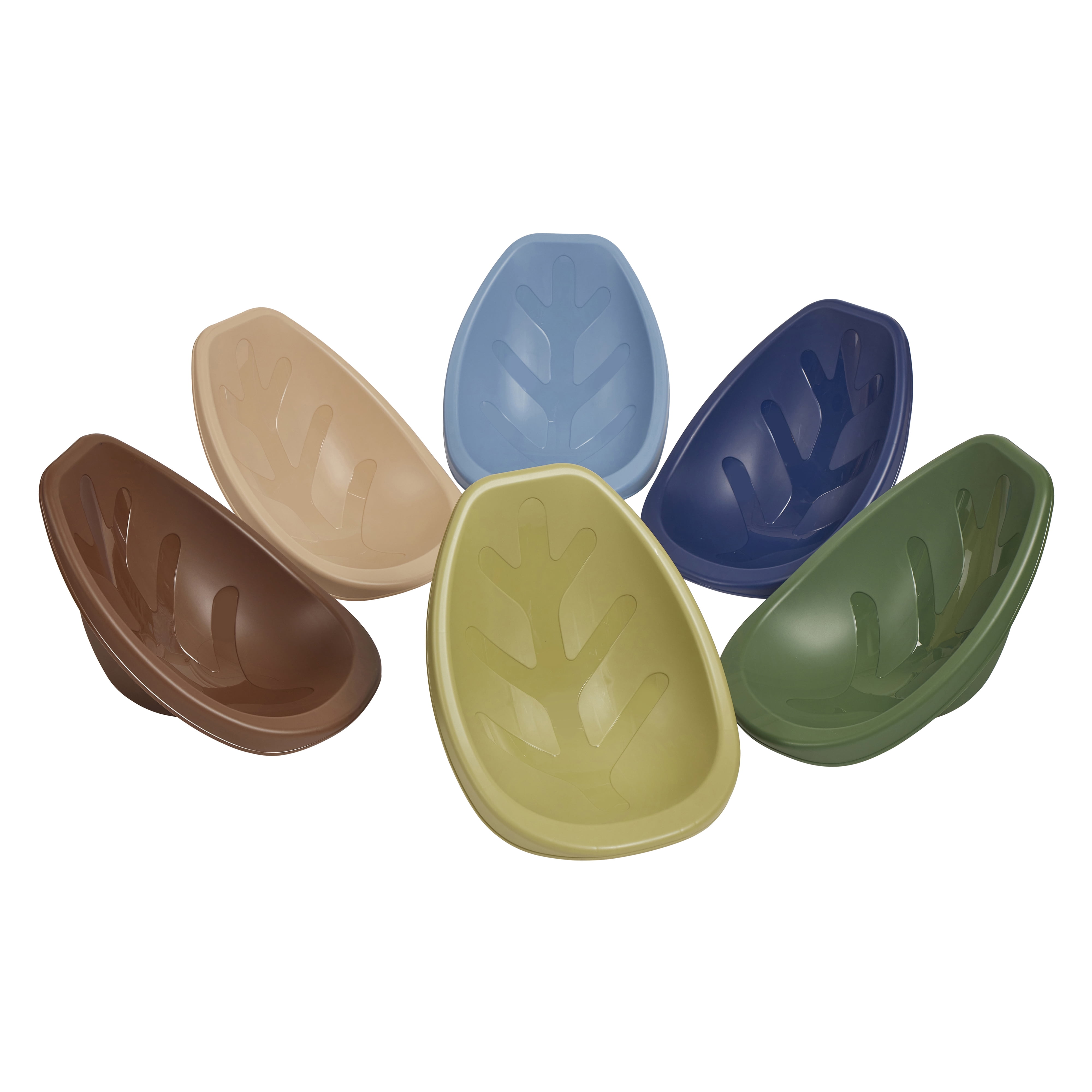 ECR4Kids Plastic Leaf Scoop Floor Rocker Seat, Classroom Furniture, Earthtone, 6-Piece