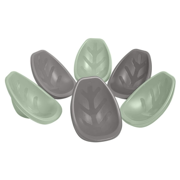 ECR4Kids Plastic Leaf Scoop Floor Rocker Seat, Classroom Furniture, Sage/Grey, 6-Piece