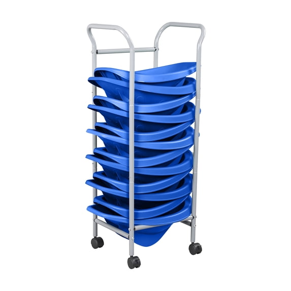 ECR4Kids Leaf Floor Seats with Mobile Leaf Seat Cart, Flexible Seating, Blue, 12-Piece