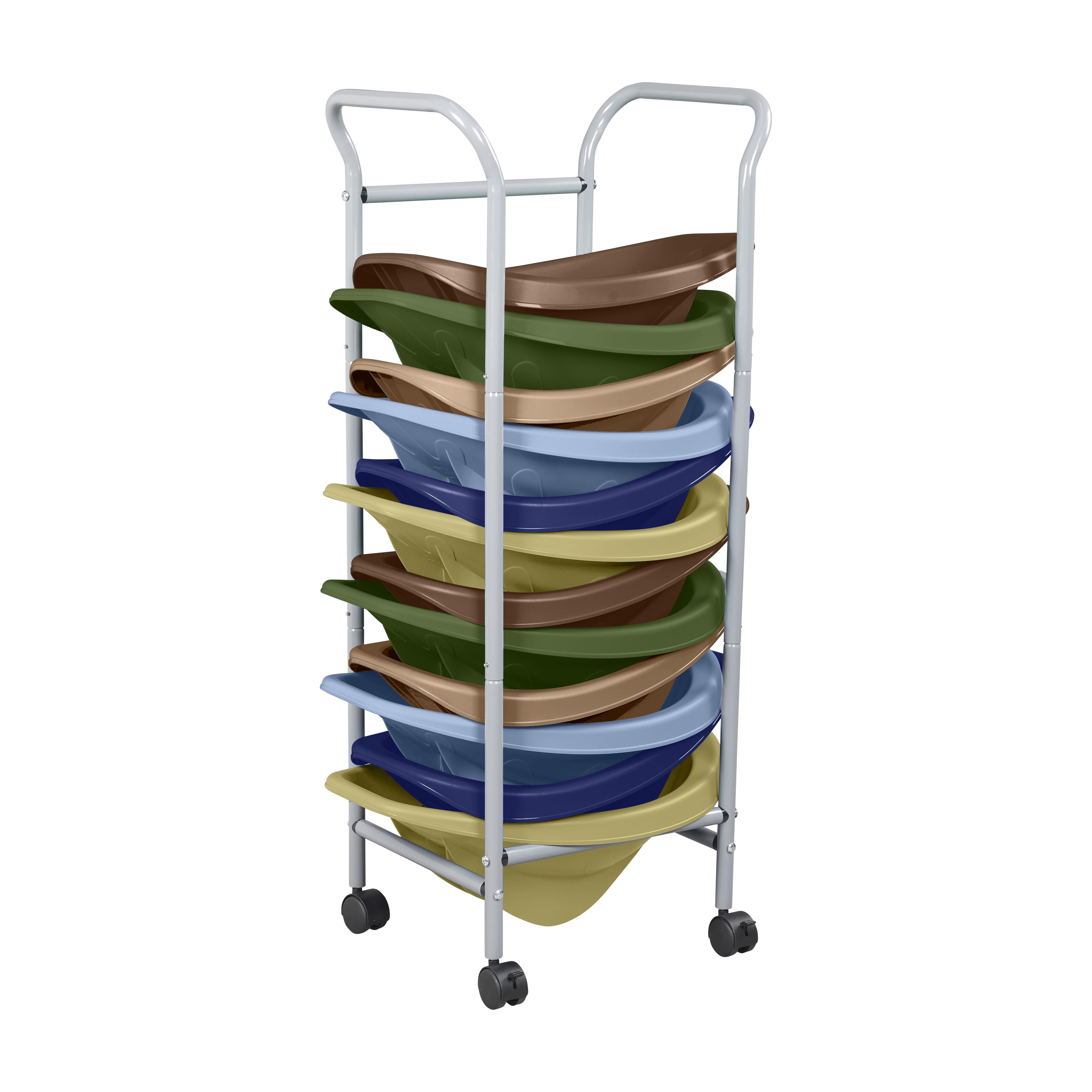 ECR4Kids Leaf Floor Seats with Mobile Leaf Seat Cart, Flexible Seating, Earthtone, 12-Piece