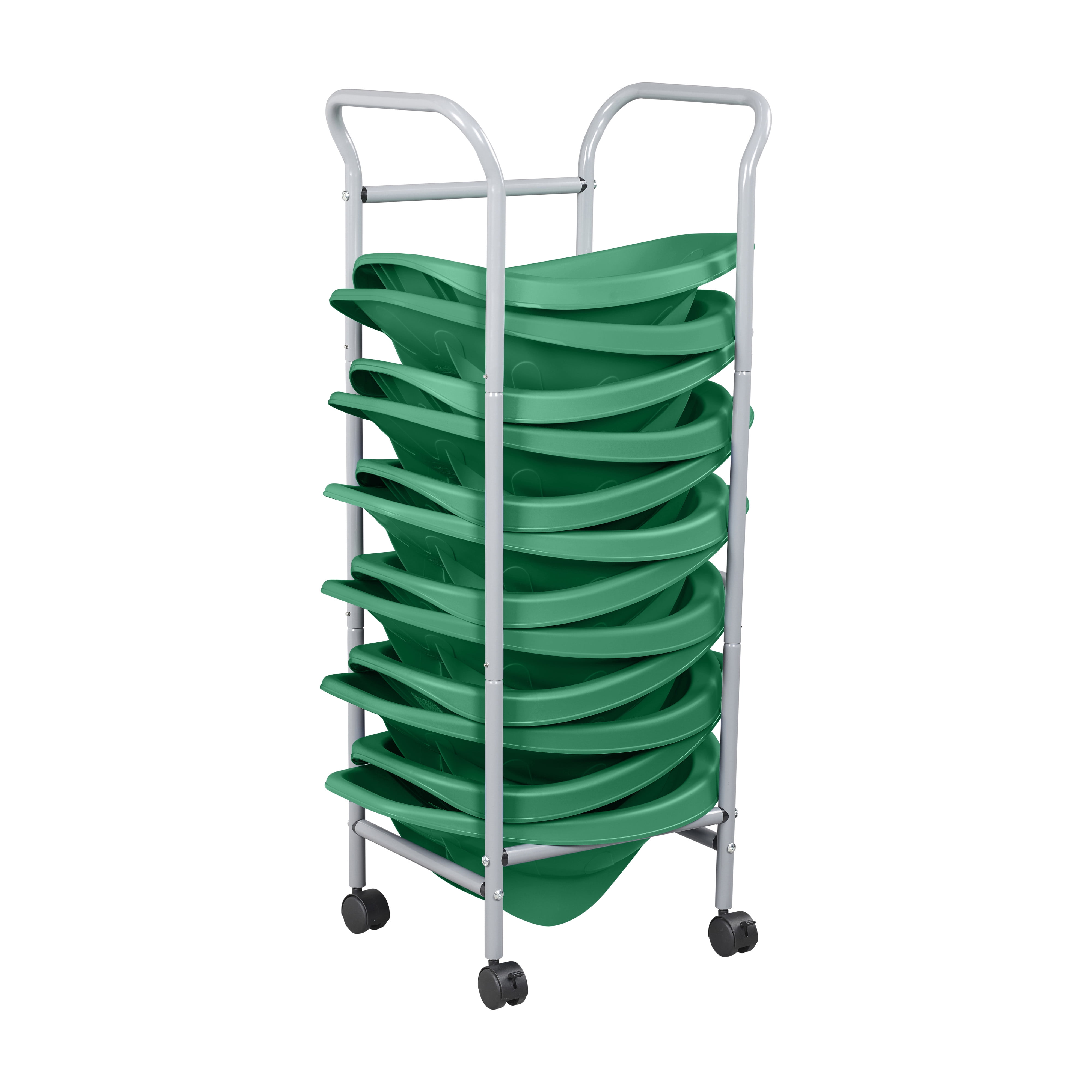 ECR4Kids Leaf Floor Seats with Mobile Leaf Seat Cart, Flexible Seating, Emerald, 12-Piece