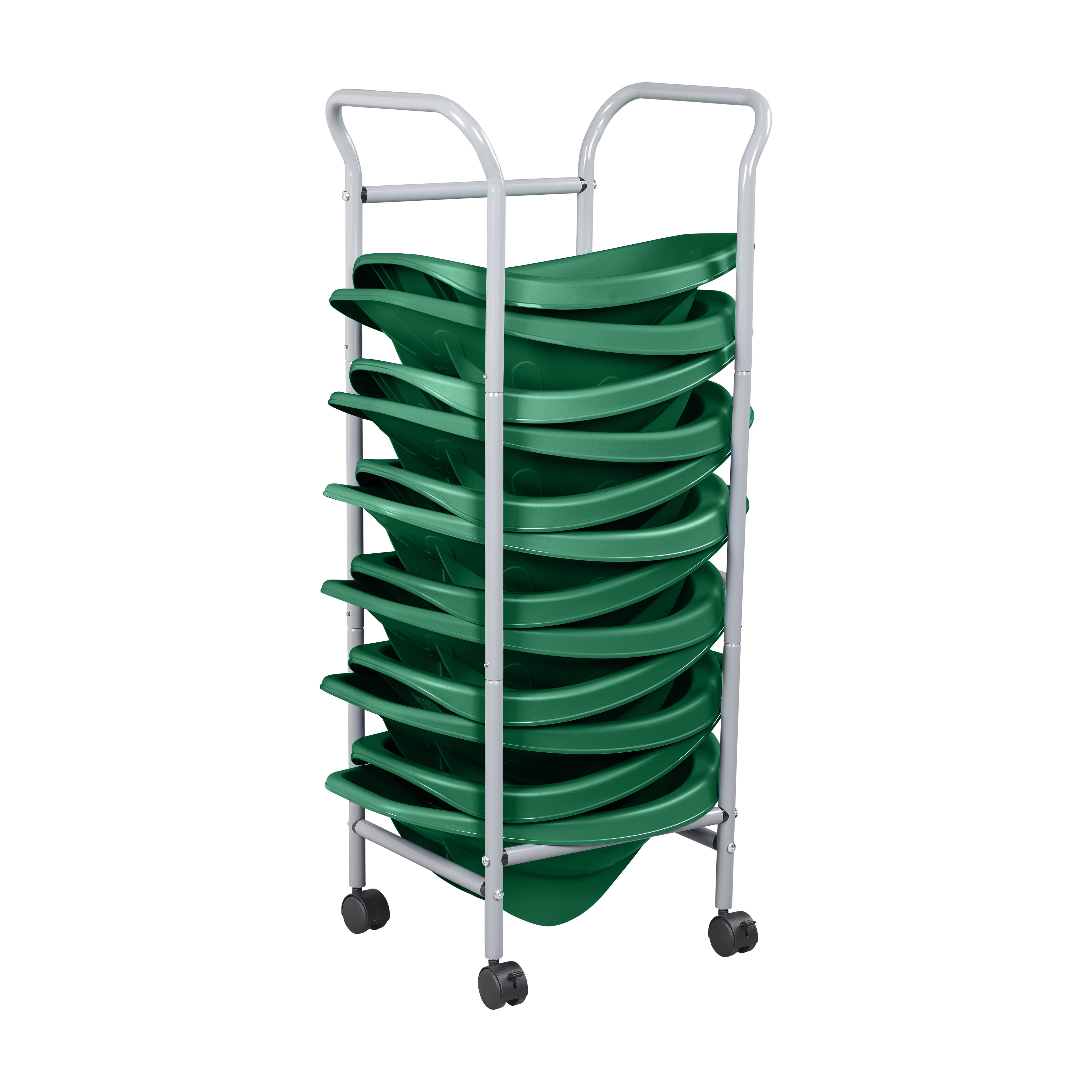 ECR4Kids Leaf Floor Seats with Mobile Leaf Seat Cart, Flexible Seating, Green, 12-Piece