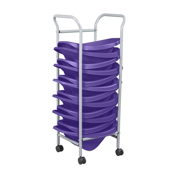 ECR4Kids Leaf Floor Seats with Mobile Leaf Seat Cart, Flexible Seating, Purple, 12-Piece