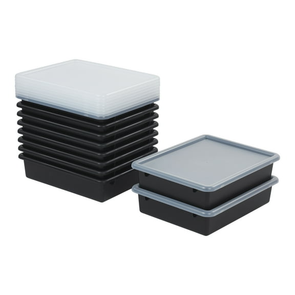 Letter Size Plastic Tray Organizer with Lids, Small