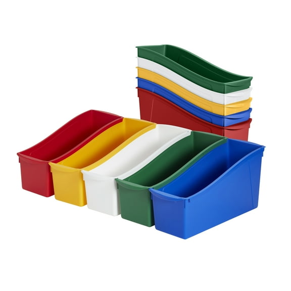 ECR4Kids Linking Plastic Storage Book Bin, Multipurpose Organization, Assorted, 10-Piece