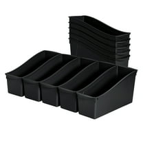 ECR4Kids Linking Plastic Storage Book Bin, Multipurpose Organization, Black, 10-Piece