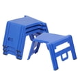 thumbnail image 1 of ECR4Kids Linking Stackable Classroom Stools, Portable Table, Flexible Seating, Blue, 4-Piece, 1 of 9