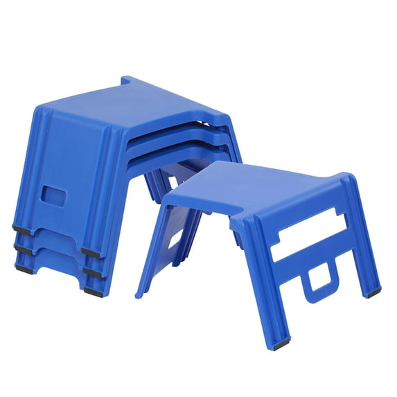 ECR4Kids Linking Stackable Classroom Stools, Portable Table, Flexible Seating, Blue, 4-Piece