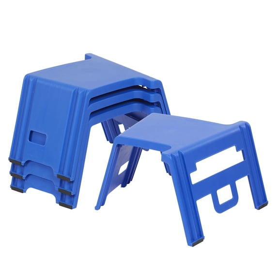 ECR4Kids Linking Stackable Classroom Stools, Portable Table, Flexible Seating, Blue, 4-Piece