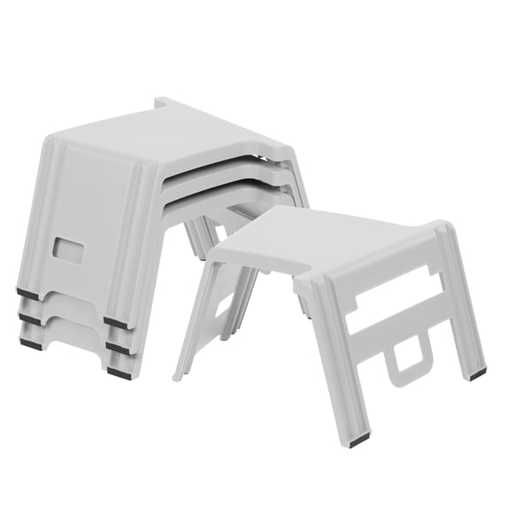 ECR4Kids Linking Stackable Classroom Stools, Portable Table, Flexible Seating, Light Grey, 4-Piece