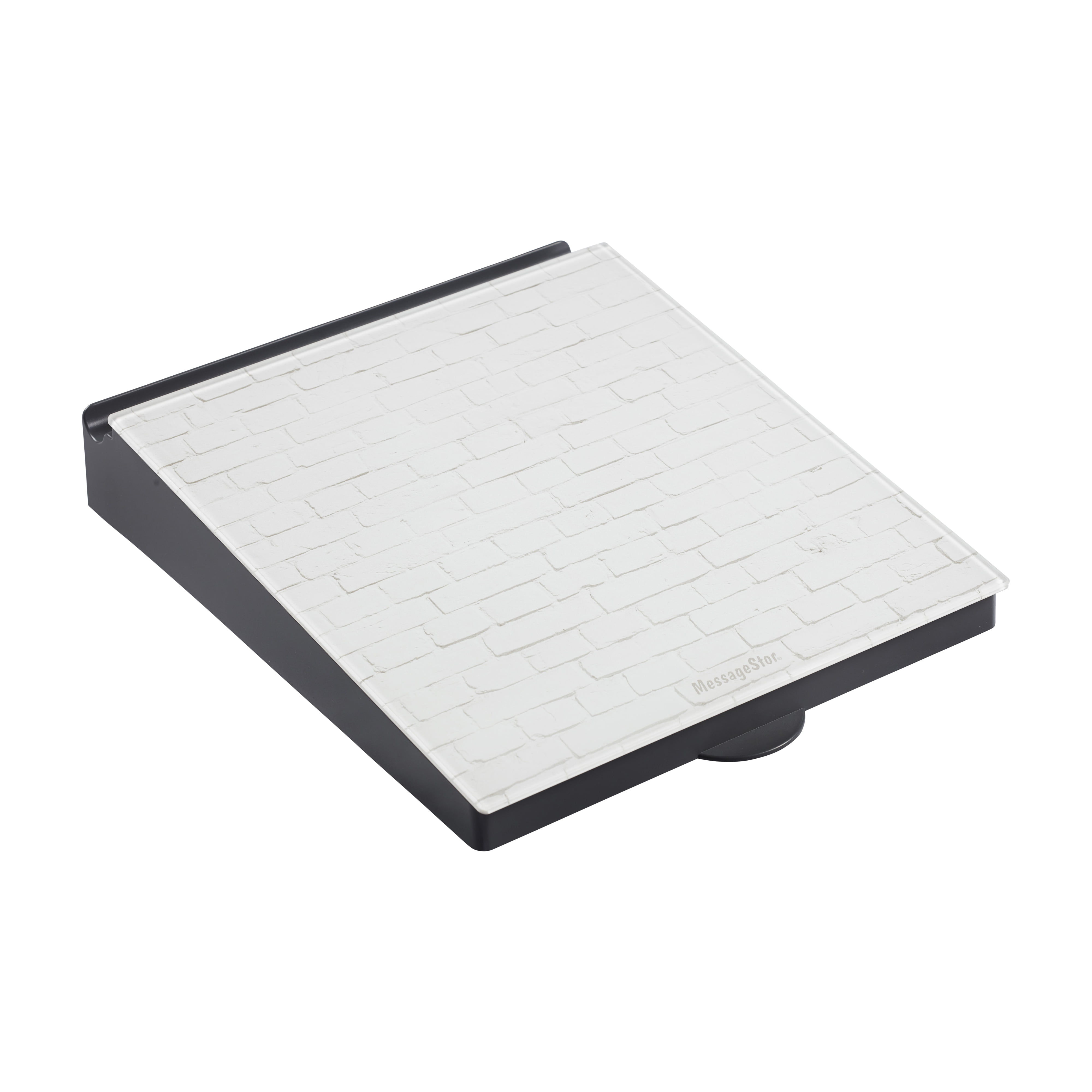 White Brick Angled Glass Magnetic Dry-Erase Memo Station